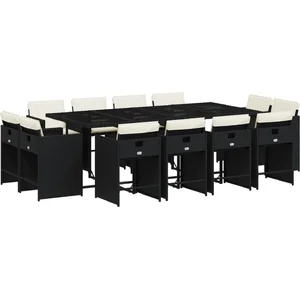 vidaXL Ensemble à manger de jardin 13 pcs coussins noir résine tressée pas cher