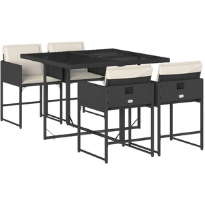 vidaXL Ensemble à manger de jardin coussins 5pcs Noir Résine tressée pas cher