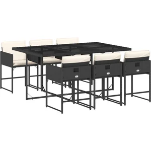 vidaXL Ensemble à manger de jardin coussins 7pcs Noir Résine tressée pas cher