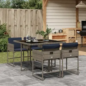 vidaXL Ensemble à manger de jardin 5 pcs coussins gris résine tressée pas cher