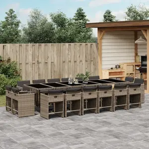 vidaXL Ensemble à manger de jardin 17 pcs et coussins résine tressée pas cher