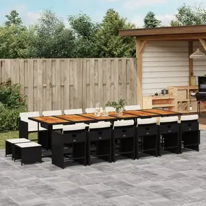 vidaXL Ensemble à manger de jardin 17 pcs coussins noir résine tressée pas cher