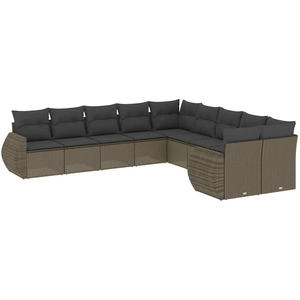 vidaXL Salon de jardin avec coussins 10 pcs gris clair résine tressée pas cher