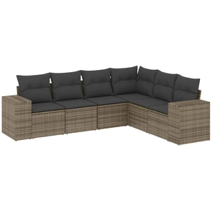 vidaXL Salon de jardin 6 pcs avec coussins gris résine tressée pas cher