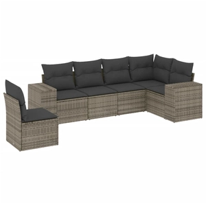 vidaXL Salon de jardin 6 pcs avec coussins gris résine tressée pas cher