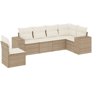 vidaXL Salon de jardin avec coussins 6 pcs beige résine tressée pas cher