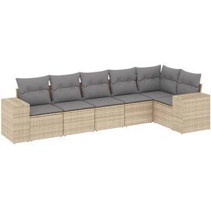 vidaXL Salon de jardin avec coussins 6 pcs beige résine tressée pas cher