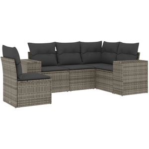 vidaXL Salon de jardin 6 pcs avec coussins gris résine tressée pas cher