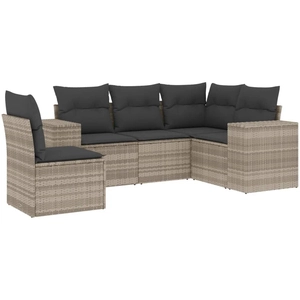 vidaXL Salon de jardin 5 pcs avec coussins gris clair résine tressée pas cher