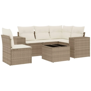 vidaXL Salon de jardin avec coussins 5 pcs beige résine tressée pas cher