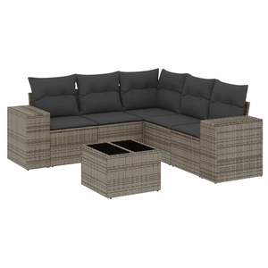 vidaXL Salon de jardin 6 pcs avec coussins gris résine tressée pas cher