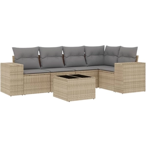 vidaXL Salon de jardin avec coussins 5 pcs beige résine tressée pas cher