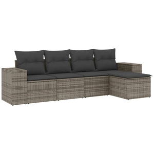 vidaXL Salon de jardin 6 pcs avec coussins gris résine tressée pas cher