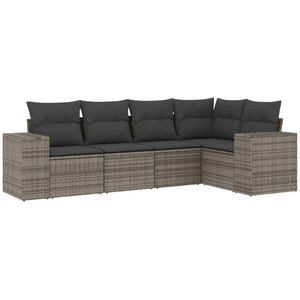 vidaXL Salon de jardin 6 pcs avec coussins gris résine tressée pas cher