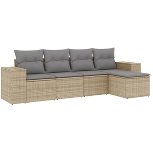 vidaXL Salon de jardin avec coussins 5 pcs beige résine tressée pas cher