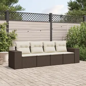 vidaXL - 4-delige - Loungeset - met - kussens - poly - rattan - bruin pas cher