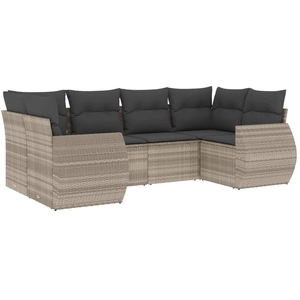 vidaXL Salon de jardin 6 pcs avec coussins gris clair résine tressée pas cher