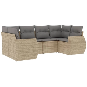 vidaXL Salon de jardin avec coussins 6 pcs beige résine tressée pas cher