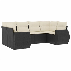 vidaXL Salon de jardin 6 pcs avec coussins noir résine tressée pas cher