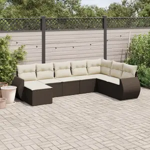 vidaXL - 8-delige - Loungeset - met - kussens - poly - rattan - bruin pas cher