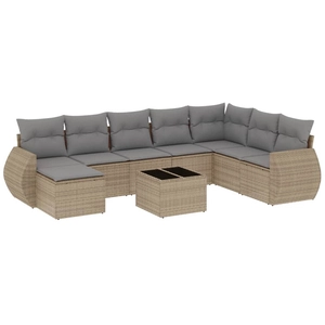 vidaXL Salon de jardin avec coussins 8 pcs beige résine tressée pas cher