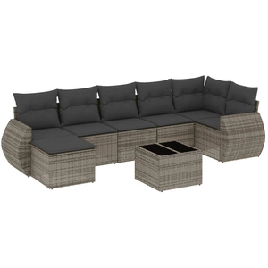 vidaXL Salon de jardin 8 pcs avec coussins gris résine tressée pas cher