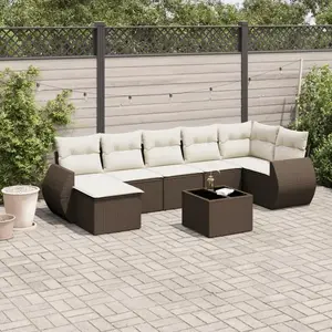 vidaXL - 8-delige - Loungeset - met - kussens - poly - rattan - bruin pas cher