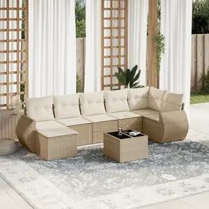 vidaXL Salon de jardin avec coussins 8 pcs beige résine tressée pas cher