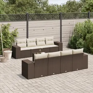vidaXL - 9-delige - Loungeset - met - kussens - poly - rattan - bruin pas cher