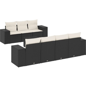 vidaXL Salon de jardin 8 pcs avec coussins noir résine tressée pas cher