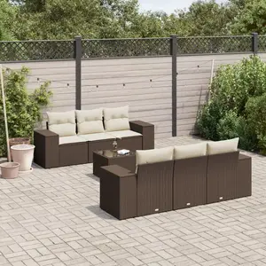 vidaXL - 7-delige - Loungeset - met - kussens - poly - rattan - bruin pas cher