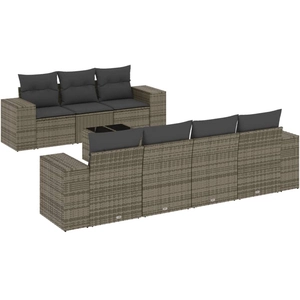 vidaXL Salon de jardin 8 pcs avec coussins gris résine tressée pas cher