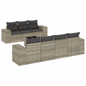 vidaXL Salon de jardin 8 pcs avec coussins gris clair résine tressée pas cher