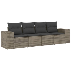 vidaXL Salon de jardin 5 pcs avec coussins gris résine tressée pas cher