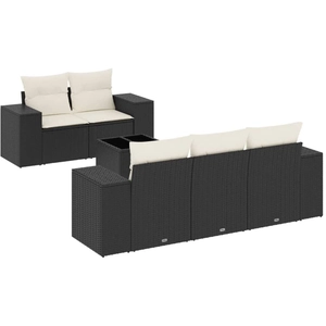 vidaXL Salon de jardin 6 pcs avec coussins noir résine tressée pas cher