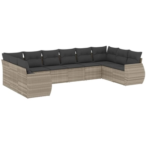 vidaXL Salon de jardin 11 pcs avec coussins gris clair résine tressée pas cher