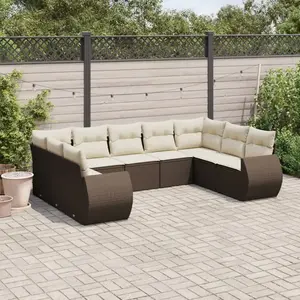 vidaXL - 9-delige - Loungeset - met - kussens - poly - rattan - bruin pas cher
