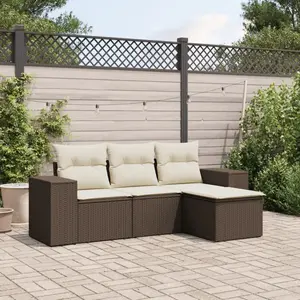 vidaXL - 4-delige - Loungeset - met - kussens - poly - rattan - bruin pas cher