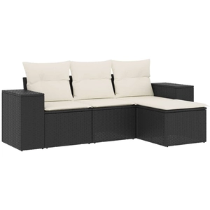 vidaXL Salon de jardin 5 pcs avec coussins noir résine tressée pas cher