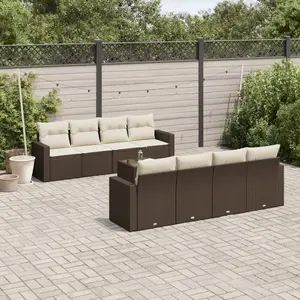 vidaXL - 9-delige - Loungeset - met - kussens - poly - rattan - bruin pas cher