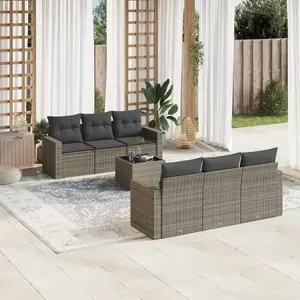 vidaXL Salon de jardin avec coussins 7 pcs gris résine tressée pas cher