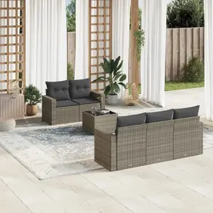 vidaXL Salon de jardin 6 pcs avec coussins gris résine tressée pas cher