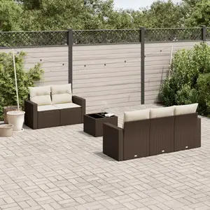 vidaXL - 6-delige - Loungeset - met - kussens - poly - rattan - bruin pas cher