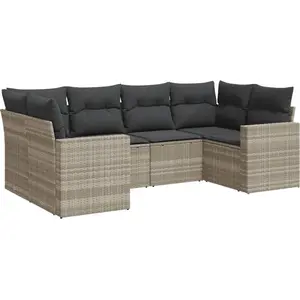 vidaXL Salon de jardin 6 pcs avec coussins gris clair résine tressée