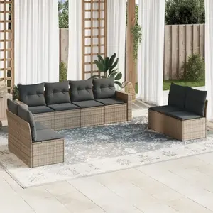 vidaXL Salon de jardin 8 pcs avec coussins gris résine tressée pas cher