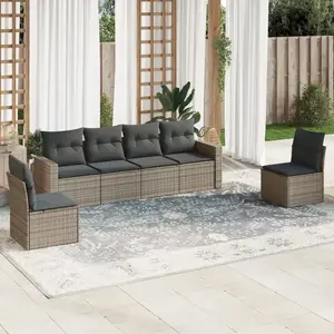 vidaXL Salon de jardin 6 pcs avec coussins gris résine tressée pas cher