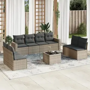 vidaXL Salon de jardin avec coussins 9 pcs beige résine tressée pas cher