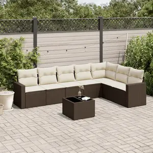vidaXL - 8-delige - Loungeset - met - kussens - poly - rattan - bruin pas cher