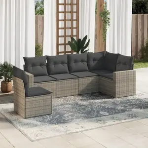 vidaXL Salon de jardin 6 pcs avec coussins gris résine tressée pas cher