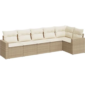 vidaXL Salon de jardin avec coussins 6 pcs beige résine tressée